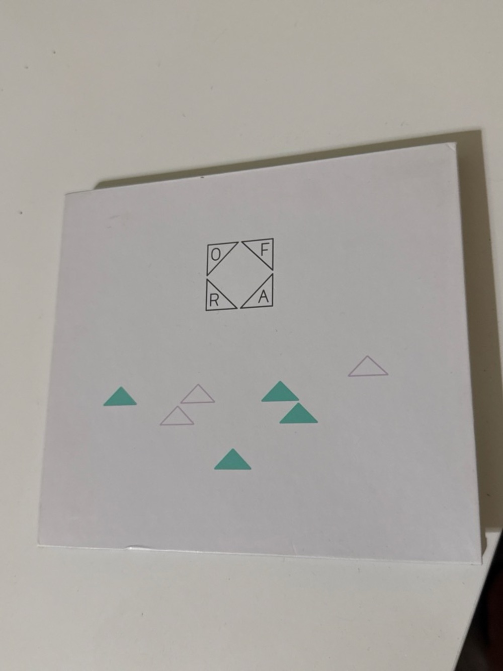 OFRA Decorative Box in White with Teal and Light Purple Triangles